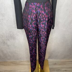 Magenta High-waisted Straight-leg Slim Tailored Ankle Trousers Size 6